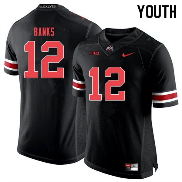 Youth #12 Sevyn Banks Ohio State Buckeyes College Football Jerseys Sale-Black Out